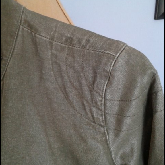 Olive Bomber Jacket with rib waist. Replace your blazer with this cute bomber - Picture 6 of 8